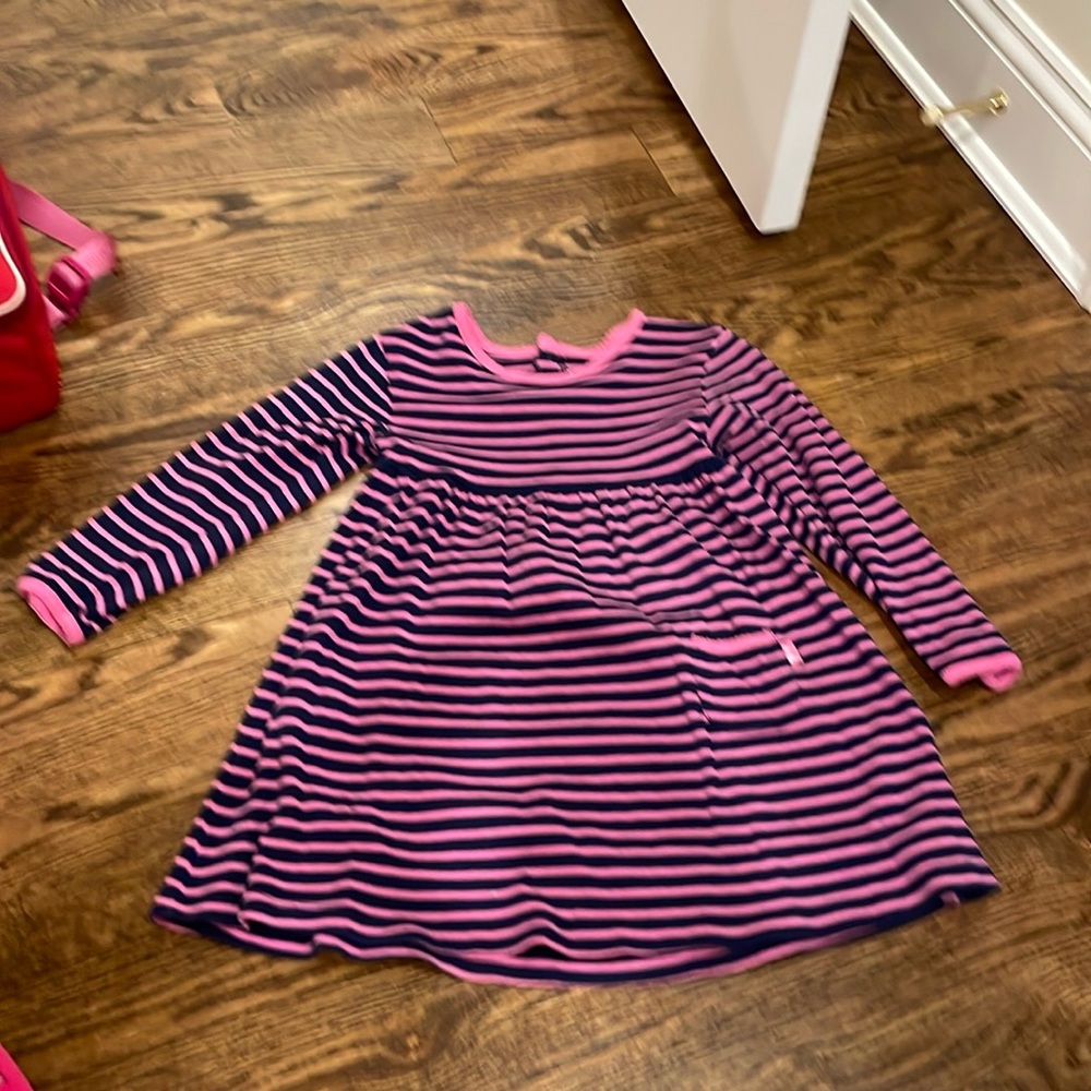 Navy and pink striped jojo maman Bebe girls dress. Worn once